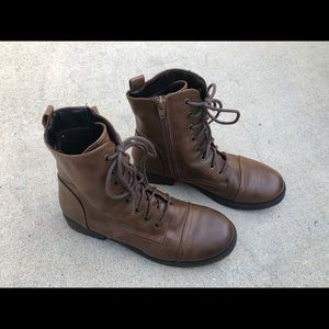 brown combat boots